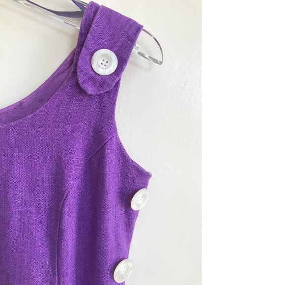 VINTAGE Santa Fe Midi Linen Purple Sheath Dress S - Picture 3 of 11
